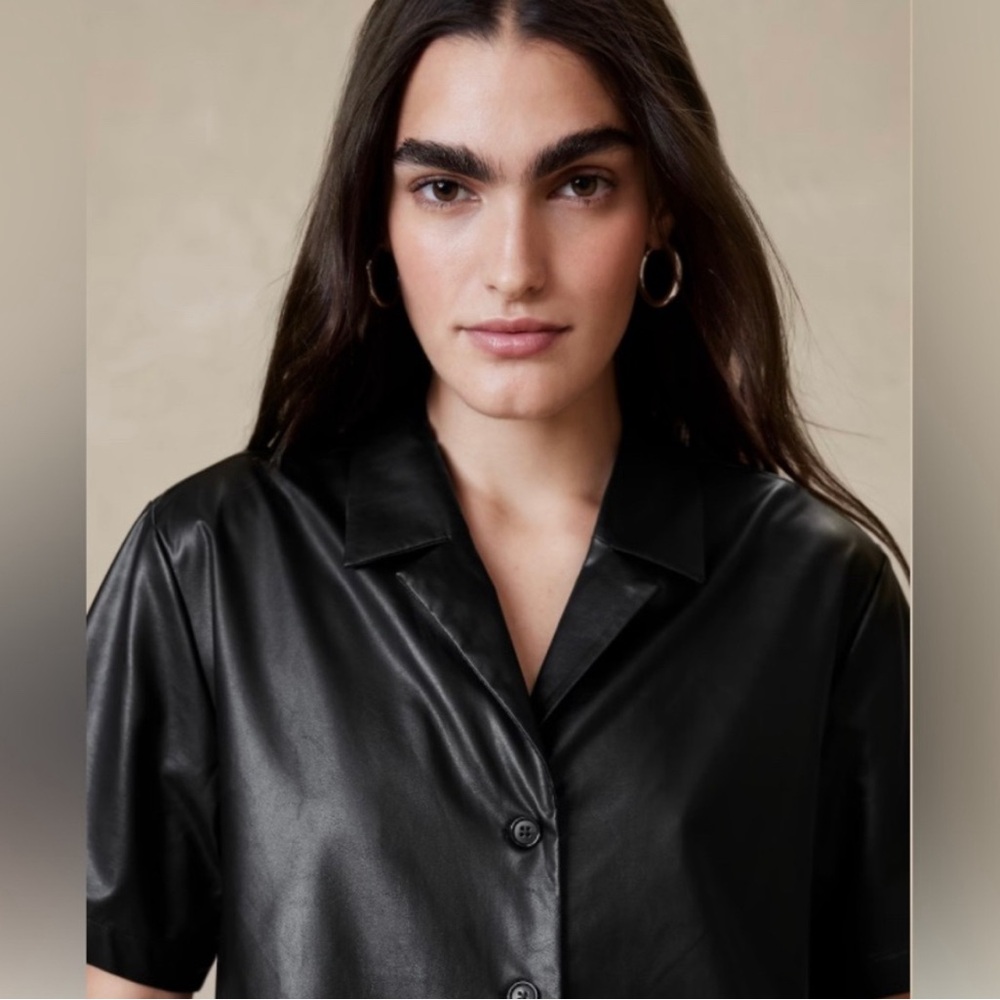 Banana Republic Black Faux Leather Women's Shirt